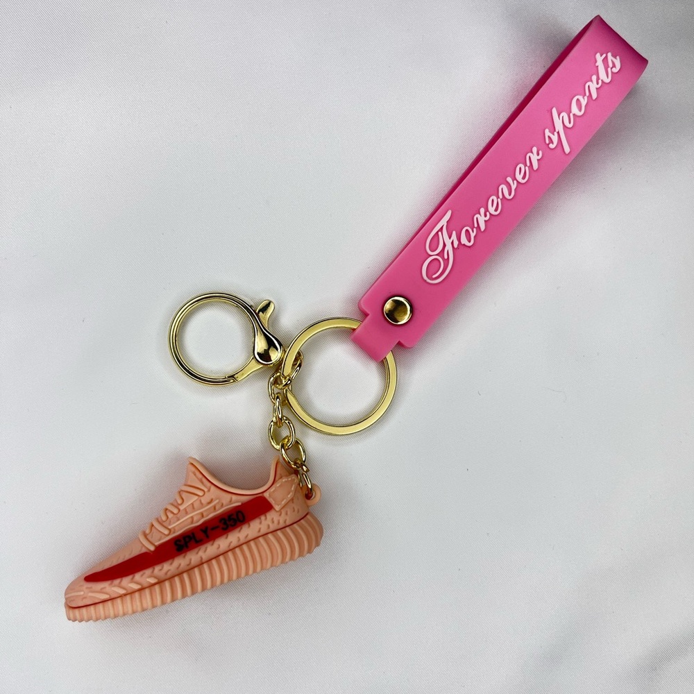 Pink/Peach Yeezy Boost 350 Keychain w/ Wristlet